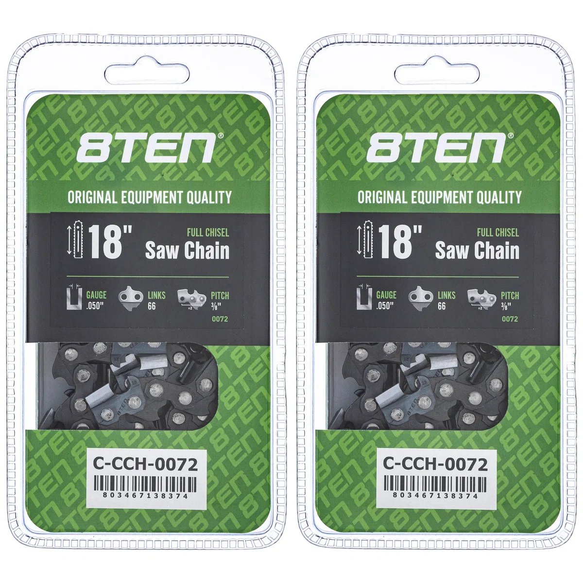 Chainsaw Chain 18 Inch .050 3/8 66DL For Stihl Homelite Echo 501846568 72EXL066G 72LPX066G 591132368 | 2-PACK