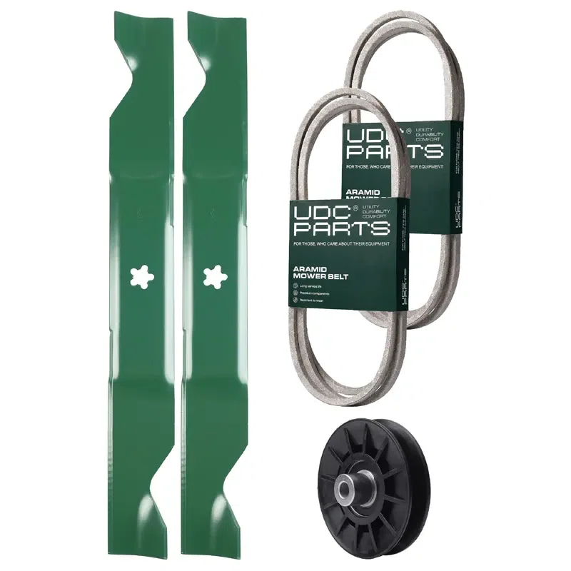 UDC Parts Mower Kit / Belt 194346 + Belt 405143 + Pulley 532194326 + 2 Pack Blades 405380 / Fits Poulan Pro PB19546LT PP175G46