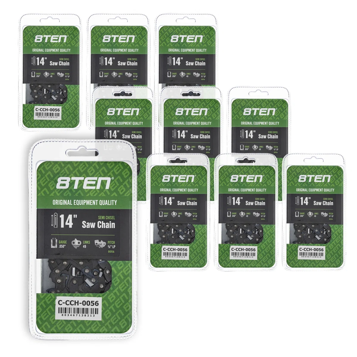 Chainsaw Chain 14 Inch .050 3/8 LP 49DL For WEN Mastercraft Dayton 91VXL049G 63PM349E S49-21 H3749 | 10-PACK