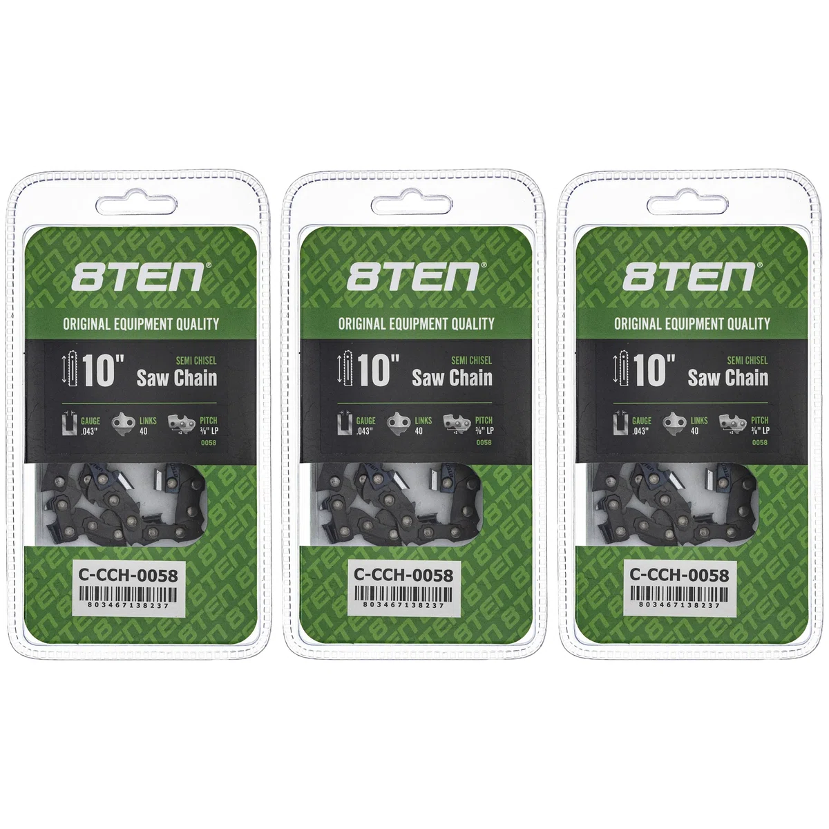 Chainsaw Chain 10 Inch .043 3/8 LP 40DL For Tanaka Earthwise Husqvarna 90PX040G 61PMM340E H3840 | 3-PACK