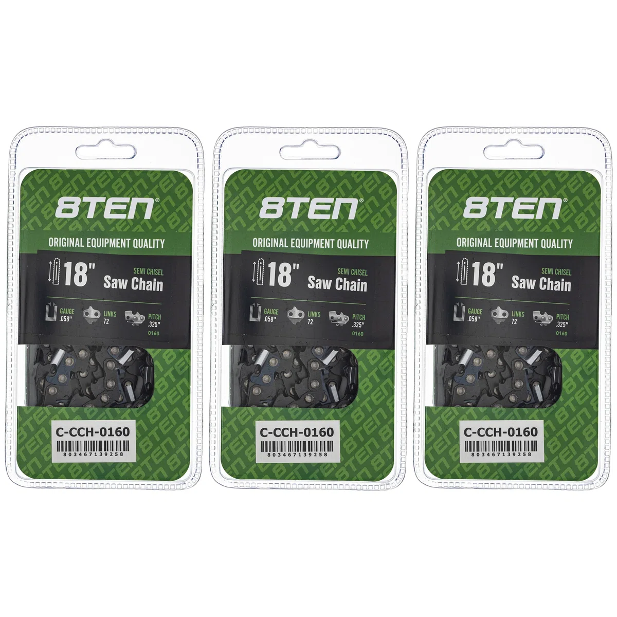 Chainsaw Chain 18 Inch .058 .325 72DL For Solo Makita Homelite 21LPX072G 25RS372E 501840472 | 3-PACK
