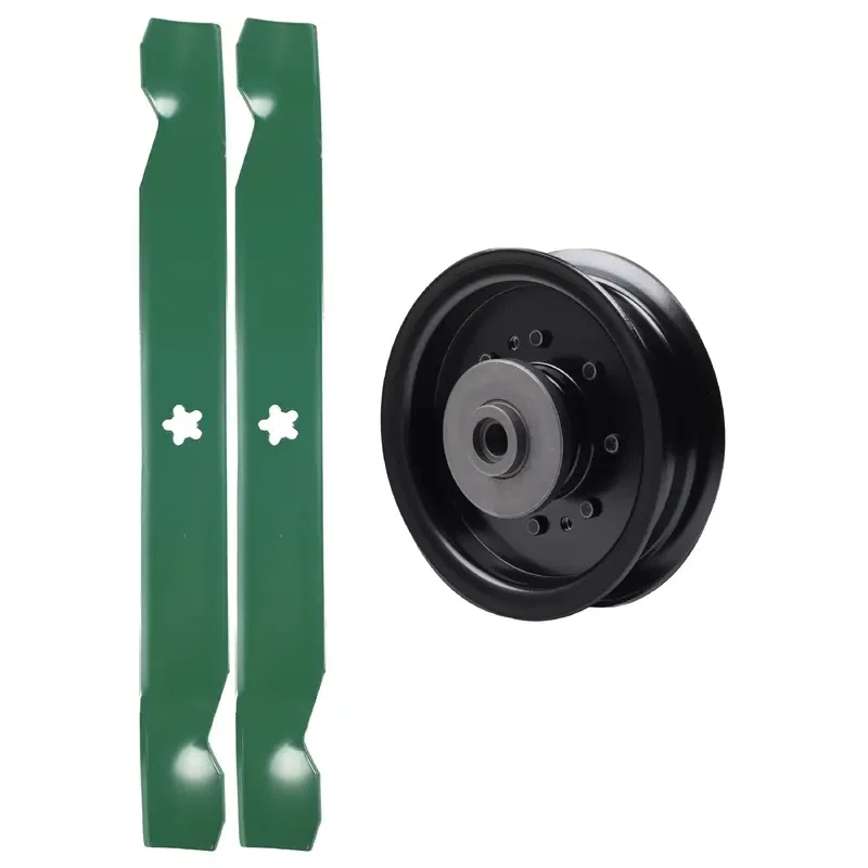 UDC Parts Mower Kit / Pulley 532196104 + 2 Pack Blades 138971 / Fits Husqvarna RZ4619 RZ4620 RZ5422 RZ5424 YTH23V42