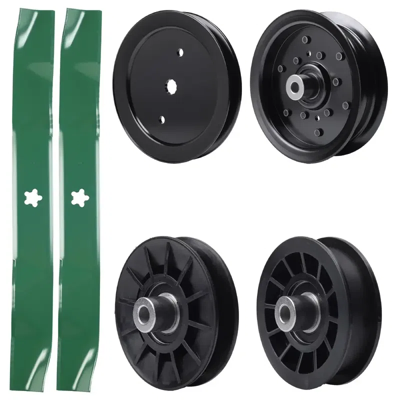 UDC Parts Mower Kit / Pulley 195945 + Pulley 532194326 + Pulley 532196106 + Pulley 532194327 + 2 Pack Blades 134149 / Fits Jonsered LT2216 LT2216A2 LT2217A LT2317A LT2317A2 YT42