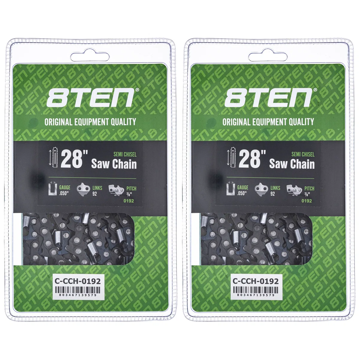 Semi Chisel Chainsaw Chain 28 Inch .050 3/8 92DL for McCulloch 2 Pack
