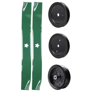 UDC Parts Mower Kit / Pulley 129861 + Pulley 195945 + Pulley 532196106 + 2 Pack Blades 134149 / Fits Husqvarna RZ4219