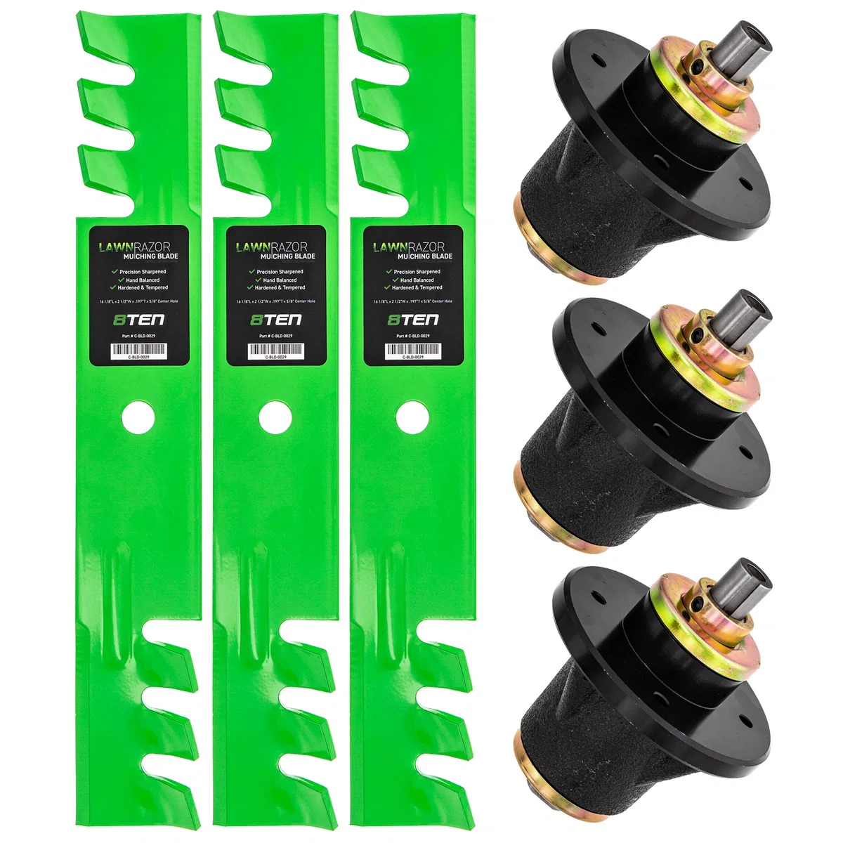Deck Spindles & Mulching Blades Kit For Gravely Toro Great Dane MK1014622