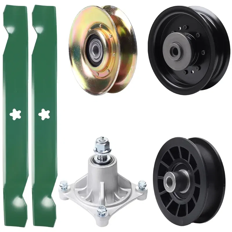 UDC Parts Mower Kit / Pulley 127783 + Pulley 532194327 + Pulley 532196104 + Spindle 532174356 + 2 Pack Blades 138497 / Fits Husqvarna LT1597