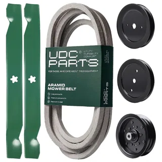 UDC Parts Mower Kit / Belt 539117245 + Pulley 129861 + Pulley 195945 + Pulley 532196106 + 2 Pack Blades 138971 / Fits Husqvarna RZ4219