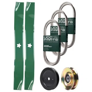 UDC Parts Mower Kit / Belt 130969 + Belt 138255 + Belt 144959 + Pulley 127783 + Pulley 129861 + 2 Pack Blades 134149 / Fits Husqvarna YTH180