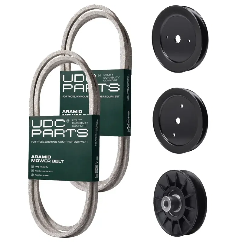 UDC Parts Mower Kit / Belt 140218 + Belt 144959 + Pulley 129861 + Pulley 195945 + Pulley 532194326 / Fits Jonsered LT2218A