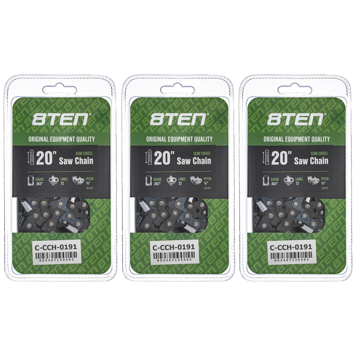 Chainsaw Chain 20 Inch .063 3/8 72DL For Stihl Dolmar Makita 75LPX072G 75EXL072G 36RS372E H50S72 | 3-PACK