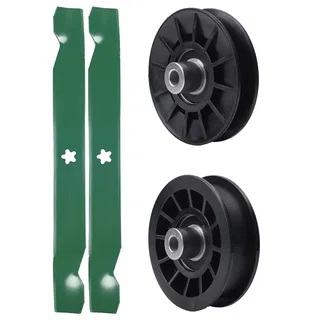 UDC Parts Mower Kit / Pulley 532194326 + Pulley 532194327 + 2 Pack Blades 138971 / Fits Poulan Pro PB145G42 PB15542LT PB175A42LT PB175A46 PB175G42 PB185A42 PB195A46LT PB195H42LT PB195H42LTX PB19H42YT