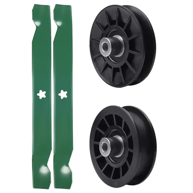 UDC Parts Mower Kit / Pulley 532194326 + Pulley 532194327 + 2 Pack Blades 138971 / Fits Poulan Pro PB145G42 PB15542LT PB175A42LT PB175A46 PB175G42 PB185A42 PB195A46LT PB195H42LT PB195H42LTX PB19H42YT
