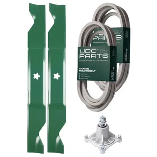 UDC Parts Mower Kit / Belt 539114557 + Belt 539117245 + Spindle 532174356 + 2 Pack Blades 405380 / Fits Husqvarna LSZ4622 LSZ5422 LSZ5424 RZ4219