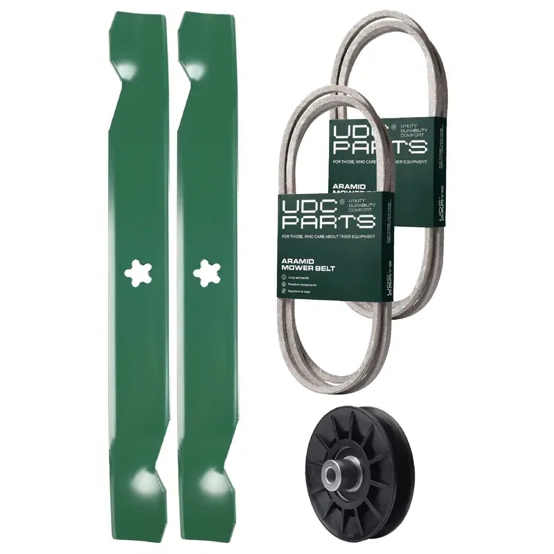 UDC Parts Mower Kit / Belt 532194346 + Belt 138255 + Pulley 532194326 + 2 Pack Blades 138497 / Fits Husqvarna LT152