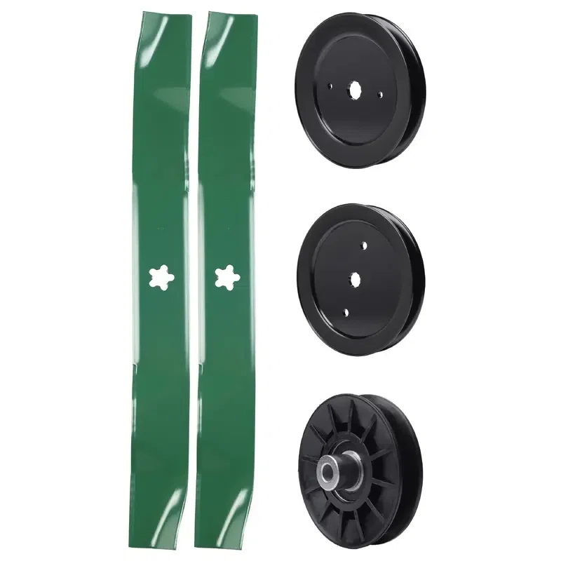 UDC Parts Mower Kit / Pulley 129861 + Pulley 195945 + Pulley 532194326 + 2 Pack Blades 134149 / Fits Husqvarna TS142 TS142T YTH22K42