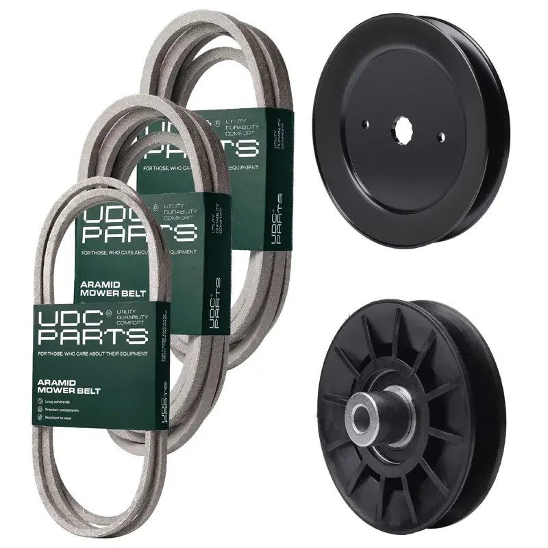 UDC Parts Mower Kit / Belt 140294 + Belt 196103 + Belt 197242 + Pulley 129861 + Pulley 532194326 / Fits Husqvarna GTH264T
