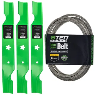 Mower Blades & Deck Belt Kit For Husqvarna Poulan Pro Jonsered MK1007763