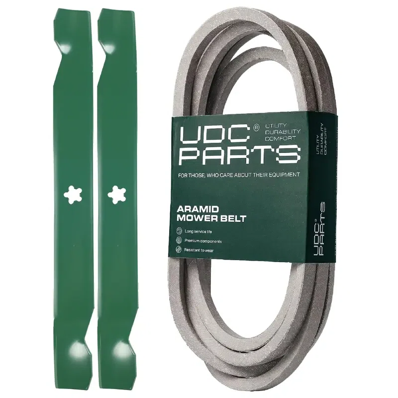 UDC Parts Mower Kit / Belt 539114557 + 2 Pack Blades 138971 / Fits Husqvarna RZ4219 RZ4619 RZ4620 RZ5422 RZ5424