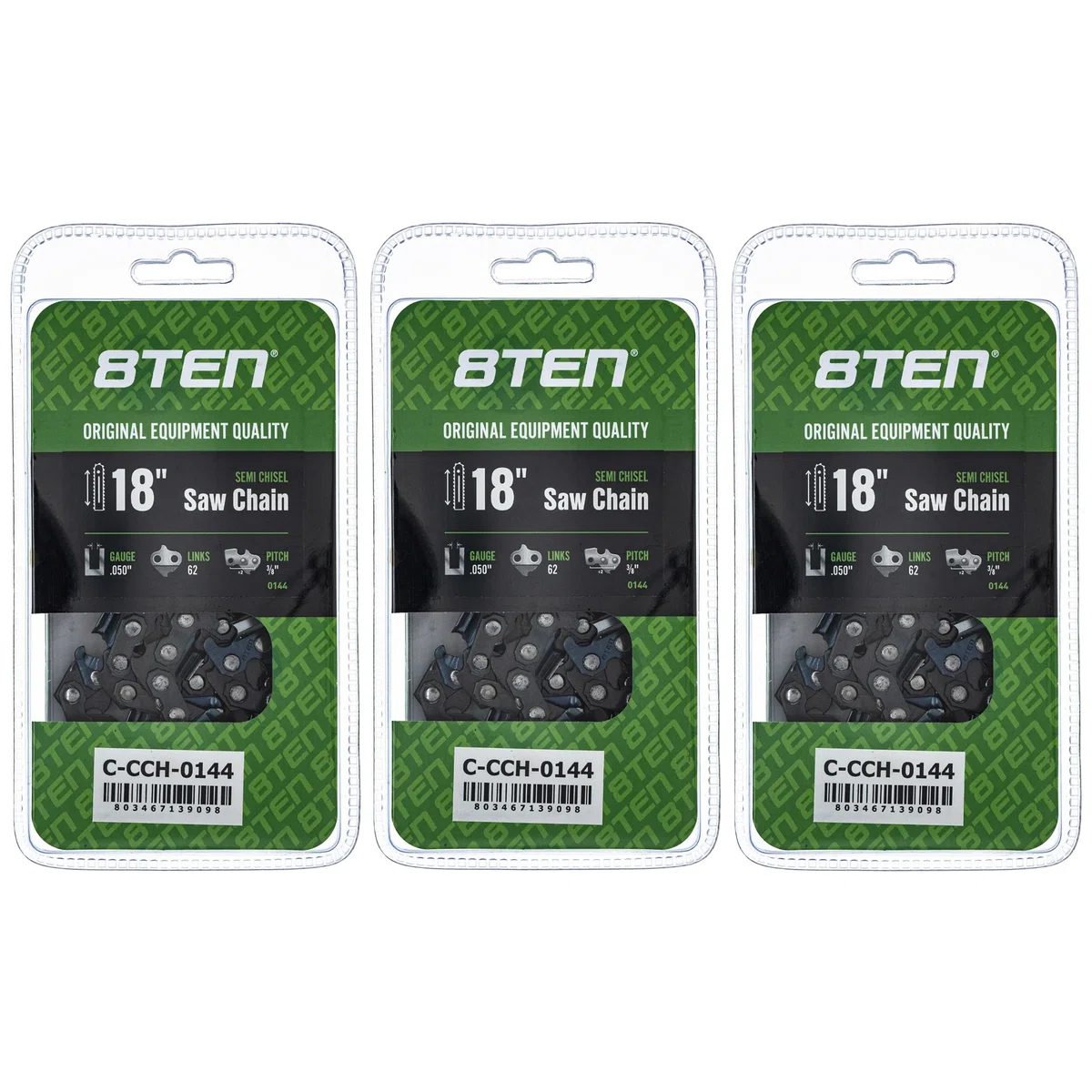 Chainsaw Chain 18 Inch .050 3/8 62DL For Echo Black and Decker 91PX062G 91PX62CQ S62 576936562 | 3-PACK