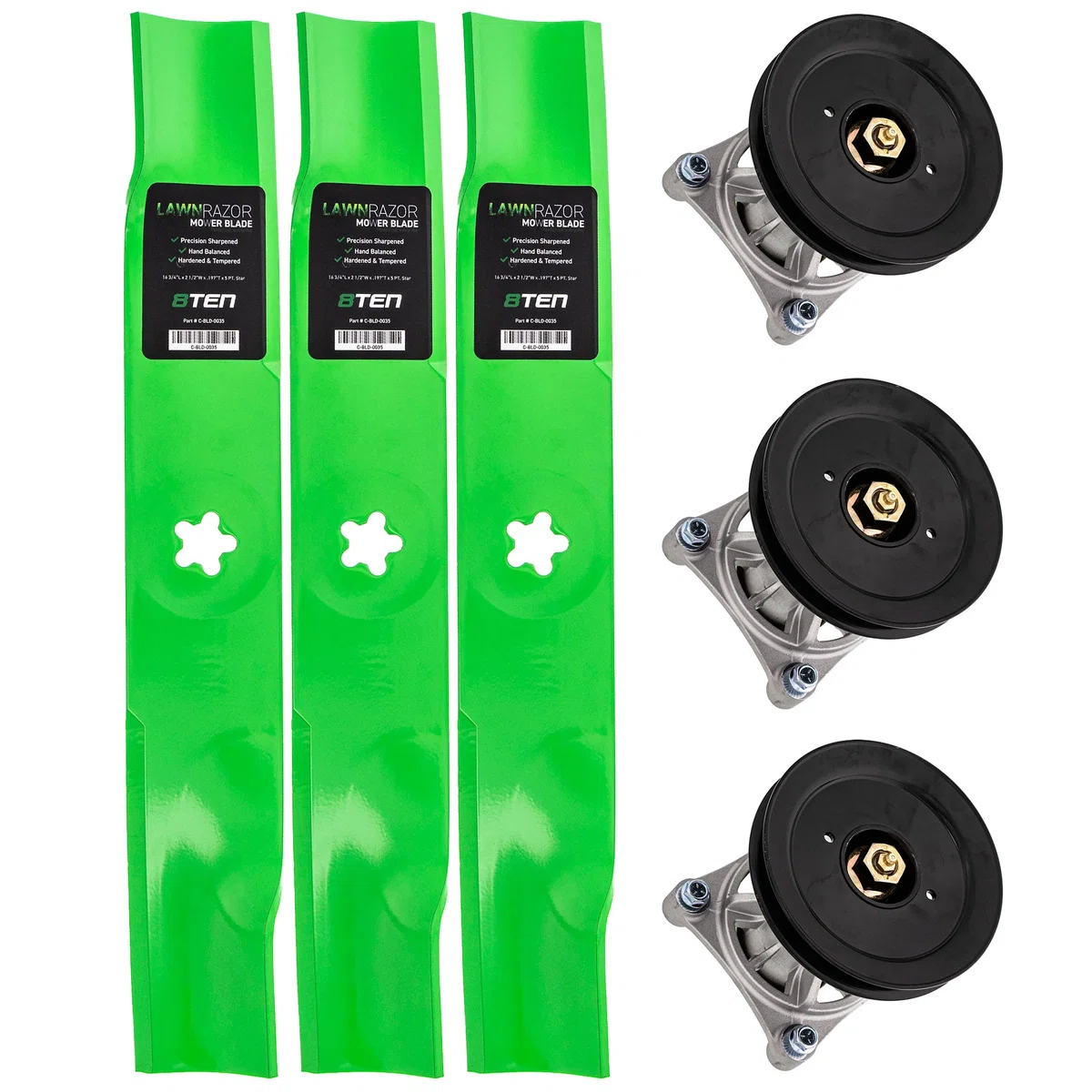 Deck Spindles & Mulching Blades Kit For Poulan Pro Husqvarna Statesman MK1002213