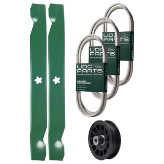 UDC Parts Mower Kit / Belt 130969 + Belt 138255 + Belt 140218 + Pulley 532194327 + 2 Pack Blades 138971 / Fits Jonsered LT2217A