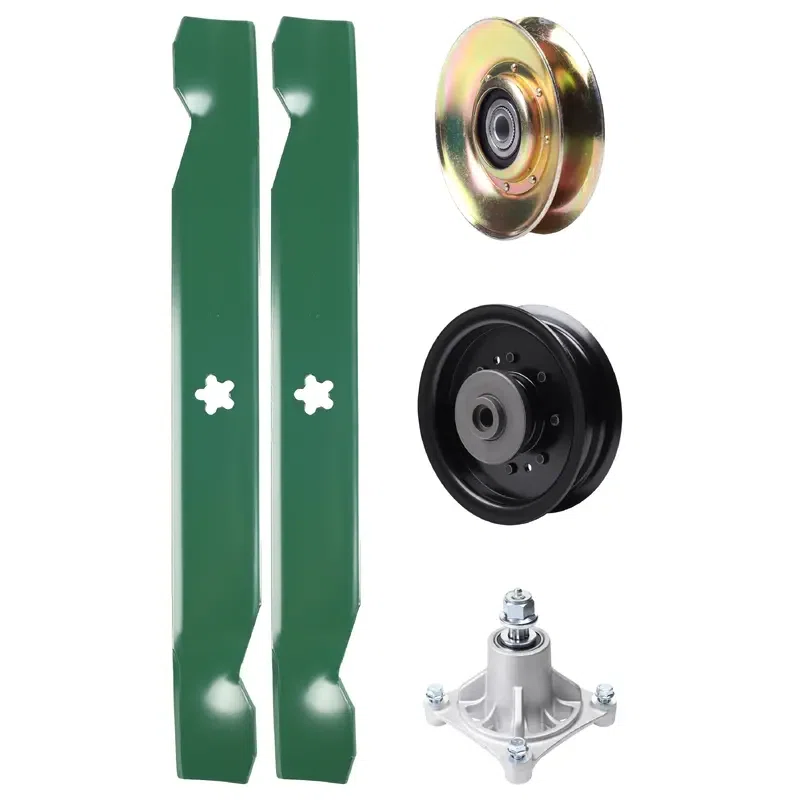 UDC Parts Mower Kit / Pulley 127783 + Pulley 532196104 + Spindle 532174356 + 2 Pack Blades 138497 / Fits Husqvarna LT1597