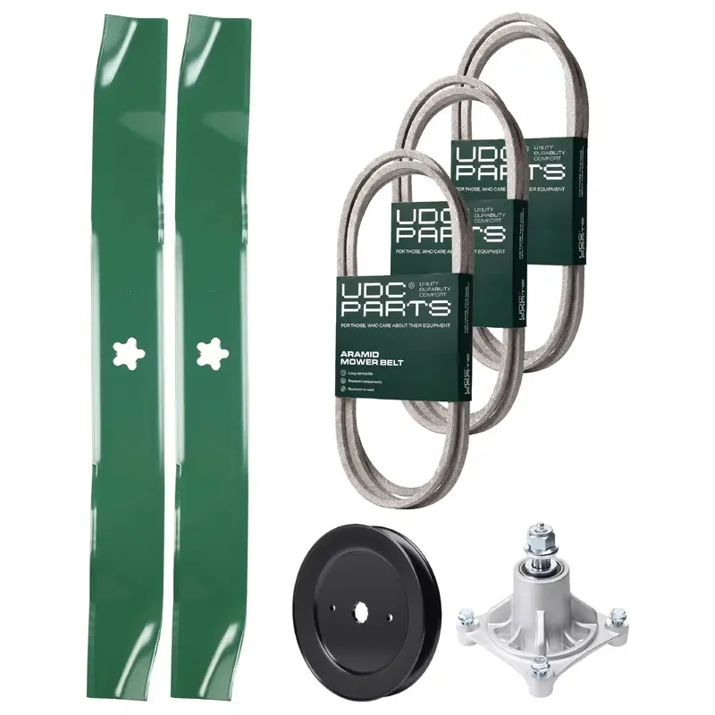 UDC Parts Mower Kit / Belt 140294 + Belt 174368 + Belt 180808 + Pulley 129861 + Spindle 532174356 + 2 Pack Blades 134149 / Fits Jonsered LT2122A2