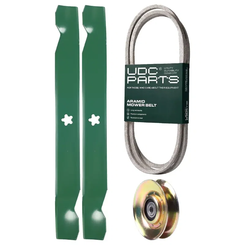 UDC Parts Mower Kit / Belt 130969 + Pulley 127783 + 2 Pack Blades 138971 / Fits Winston Pro WP12542A WP1842A WP1842B