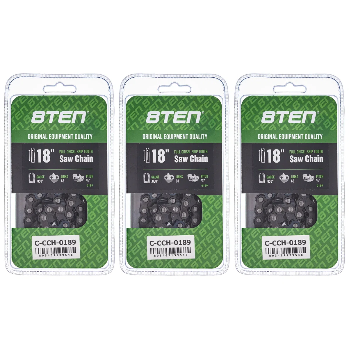 Chainsaw Chain 18 Inch .050 3/8 68DL For Solo Makita Husqvarna 501842568 501842668 72LPX068G | 3-PACK