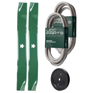UDC Parts Mower Kit / Belt 539114557 + Belt 539117245 + Pulley 195945 + 2 Pack Blades 134149 / Fits Husqvarna RZ4219