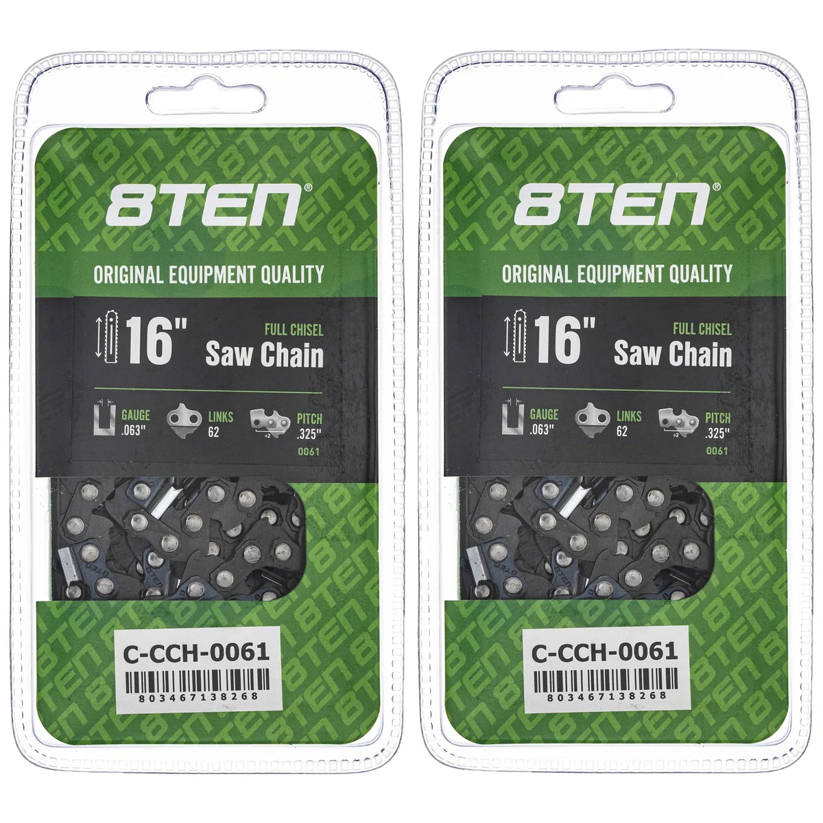 Chainsaw Chain 16 Inch .063 .325 62DL For Stihl Homelite 26RM362 22LPX062G 22LGX062G 591104262 | 2-PACK