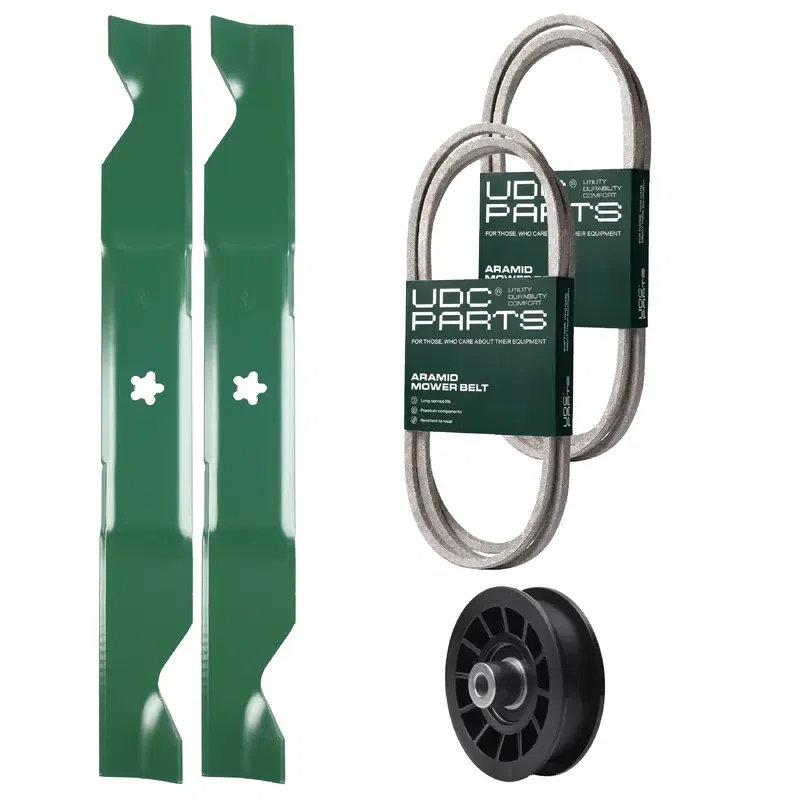 UDC Parts Mower Kit / Belt 194346 + Belt 405143 + Pulley 532194327 + 2 Pack Blades 405380 / Fits Poulan Pro PB19546LT PP175G46