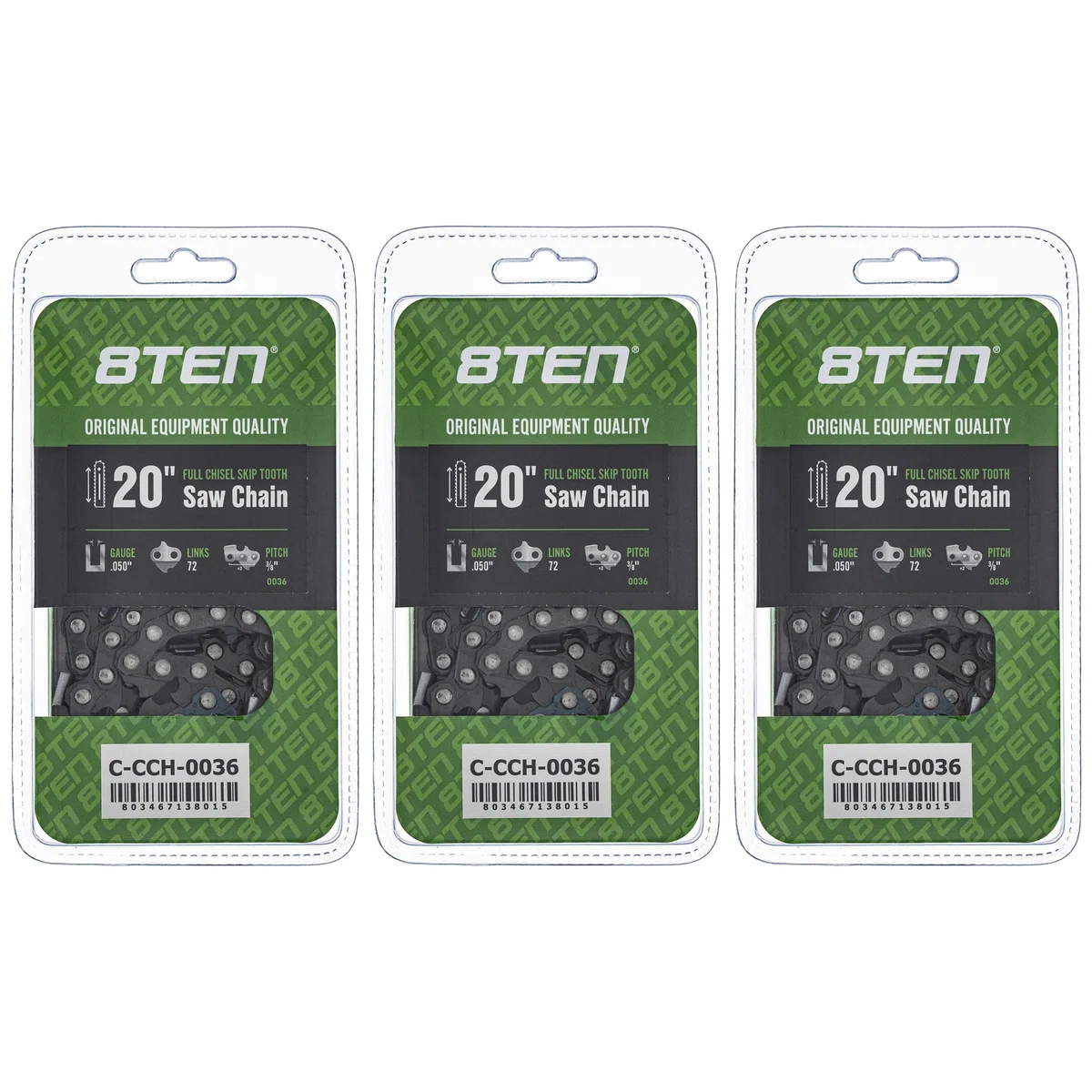 Chainsaw Chain 20 Inch .050 3/8 72DL For Stihl Husqvarna Solo 591132372 501846572 585550072 | 3-PACK