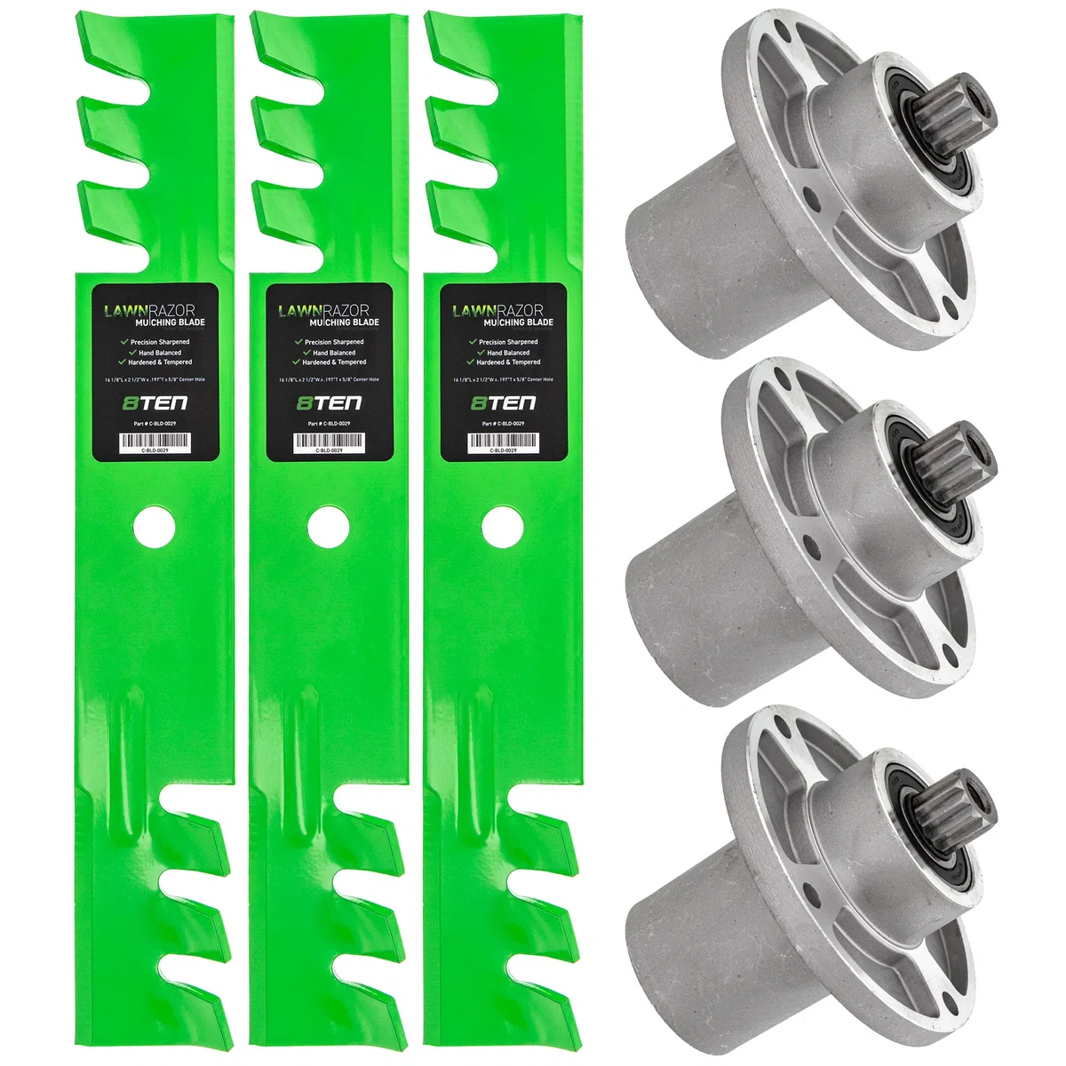 Deck Spindles & Mulching Blades Kit For Gravely Toro Great Dane MK1014624