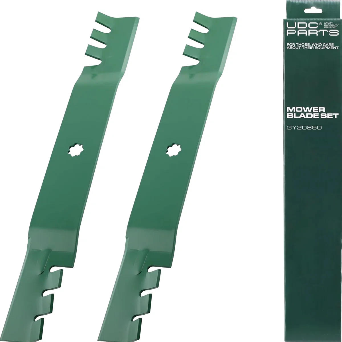 GY20850 Mower Blades Replacement for John Deere 42 inch D110 D130 D105 S100 E100 E120 E130 Z225 GX22151 AM141033 AM141031 AM141034 X305R D100 LA105 LA115 E110 / Gator Mulching Blades 2 Pack