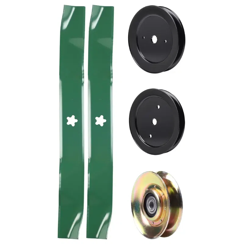 UDC Parts Mower Kit / Pulley 127783 + Pulley 129861 + Pulley 195945 + 2 Pack Blades 134149 / Fits Poulan Pro PB19542LT PK20H42YT