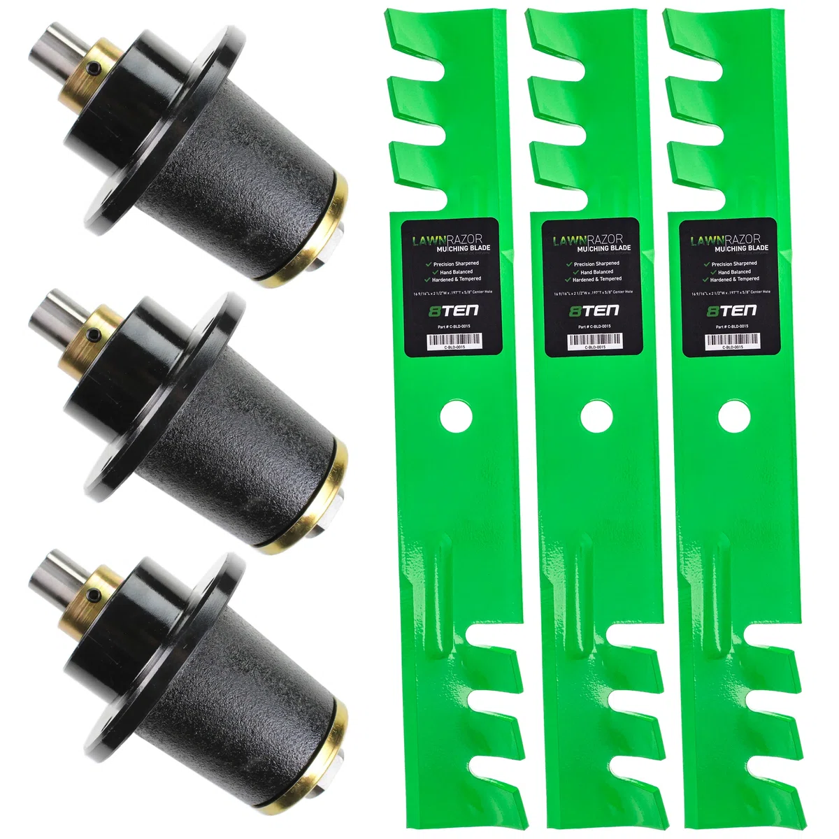 Deck Spindles & Mulching Blades Kit For Gravely Toro Great Dane MK1002150