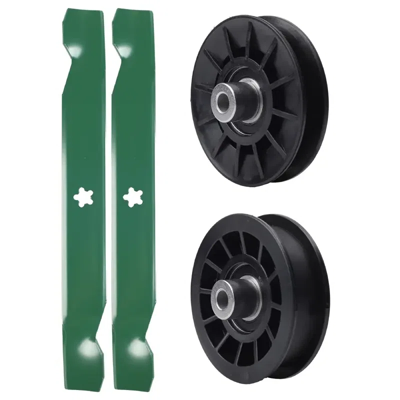 UDC Parts Mower Kit / Pulley 532194326 + Pulley 532194327 + 2 Pack Blades 532138497 / Fits Husqvarna GTH27V52LS iZ5223