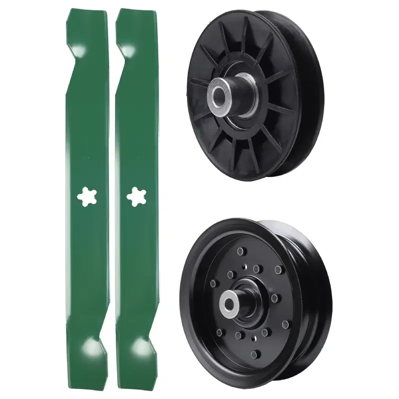 UDC Parts Mower Kit / Pulley 532194326 + Pulley 532196106 + 2 Pack Blades 138497 / Fits Jonsered LT2216 LT2216A2 LT2217A