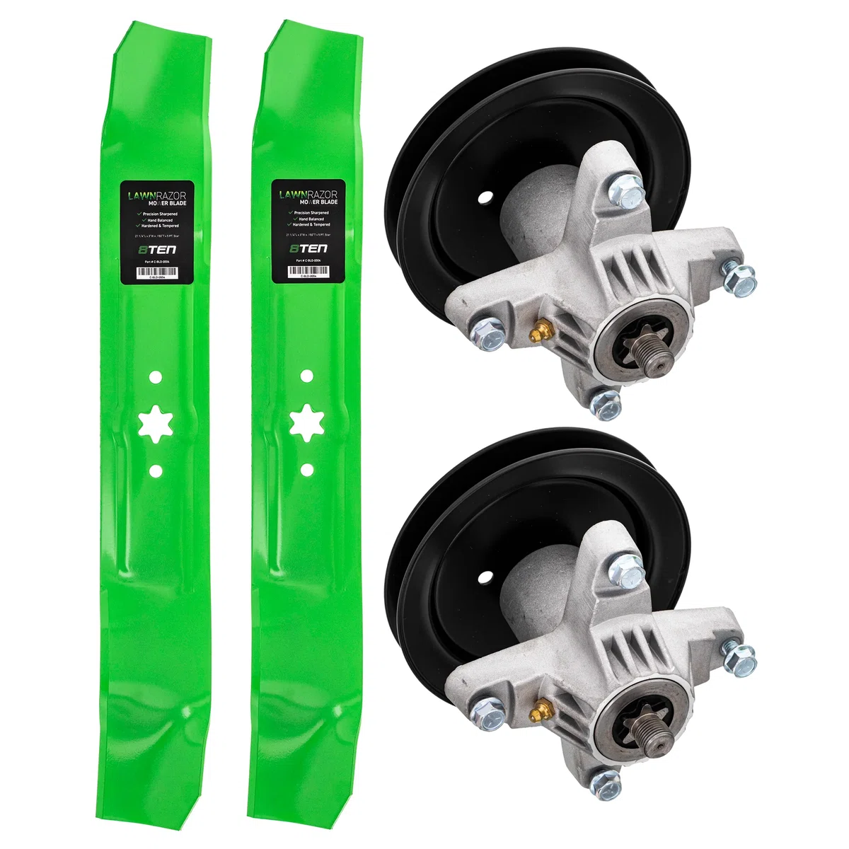 Mower Blades & Deck Spindles Kit For Columbia Troy-Bilt Huskee MK1005145