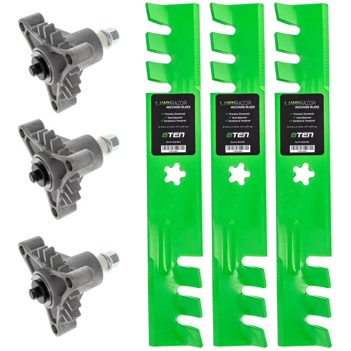 Deck Spindles & Mulching Blades Kit For AYP Poulan Pro Weed Eater MK1002226
