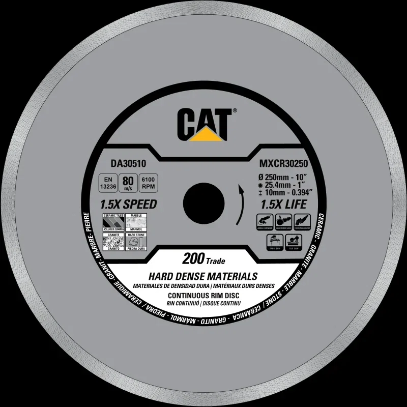Cat 200 Trade Continuous Rim Ceramic / Porcelain Tiles Diamond Blade 10" - 250mm